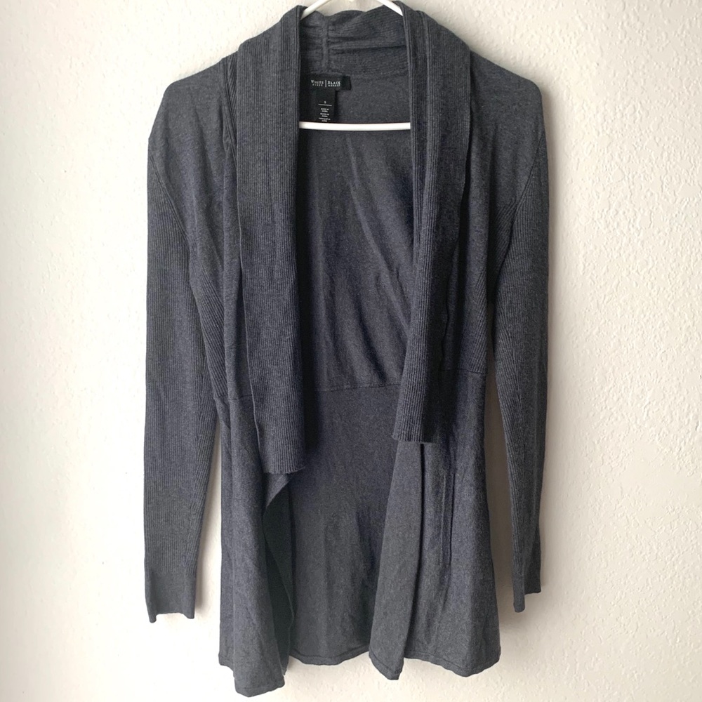 White House Black Market Gray Open Front Cardigan